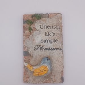 Cherish Life's Simple Pleasures Bird Hangable Plaque 2.5" x 5"